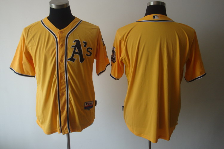 Athletics Blank Yellow Cool Base Stitched MLB Jersey - Click Image to Close
